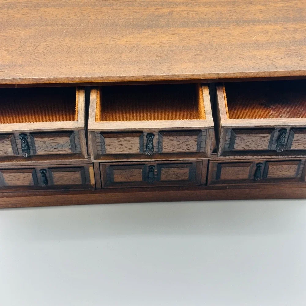 Mele Vintage Wooden 7 Drawer Jewelry Box Dresser Case Japan
